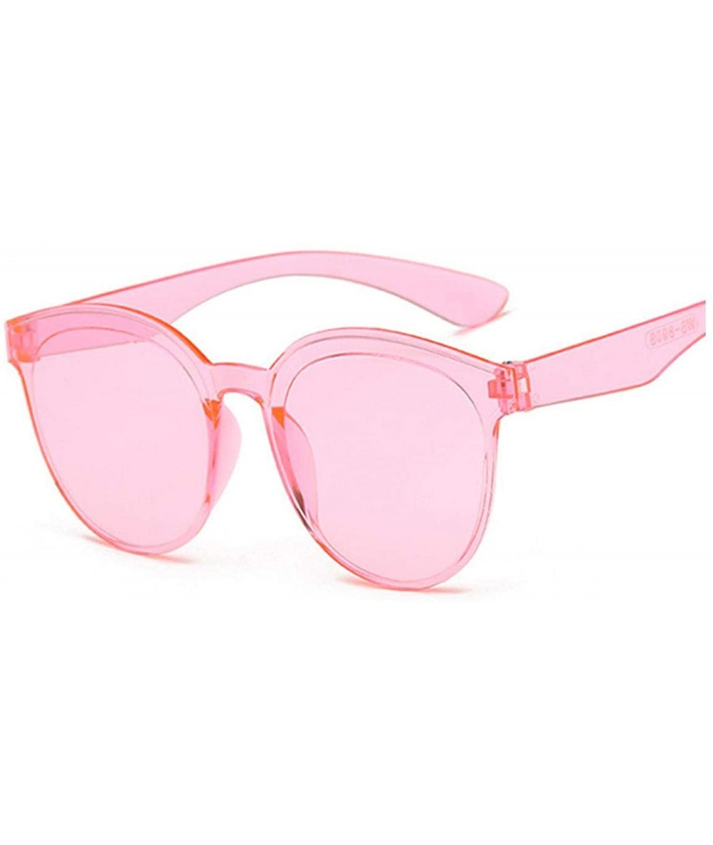 Oversized Round Blue Sunglasses Women Retro Brand Design Vintage Sun Glasses Female Ladies Eyewear Feminino UV400 - Pink - CS...