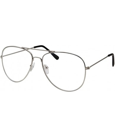 Aviator Clear Lens Aviator Eyeglasses - A1 Silver Large - CW12MAZTWPG $18.40