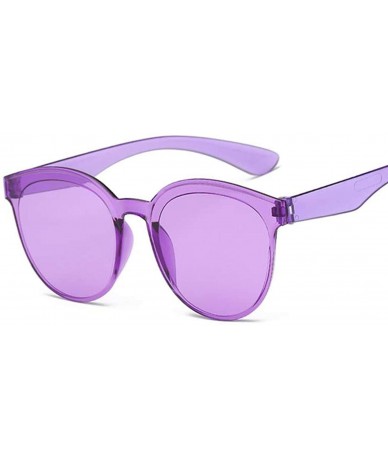 Oversized Round Blue Sunglasses Women Retro Brand Design Vintage Sun Glasses Female Ladies Eyewear Feminino UV400 - Pink - CS...