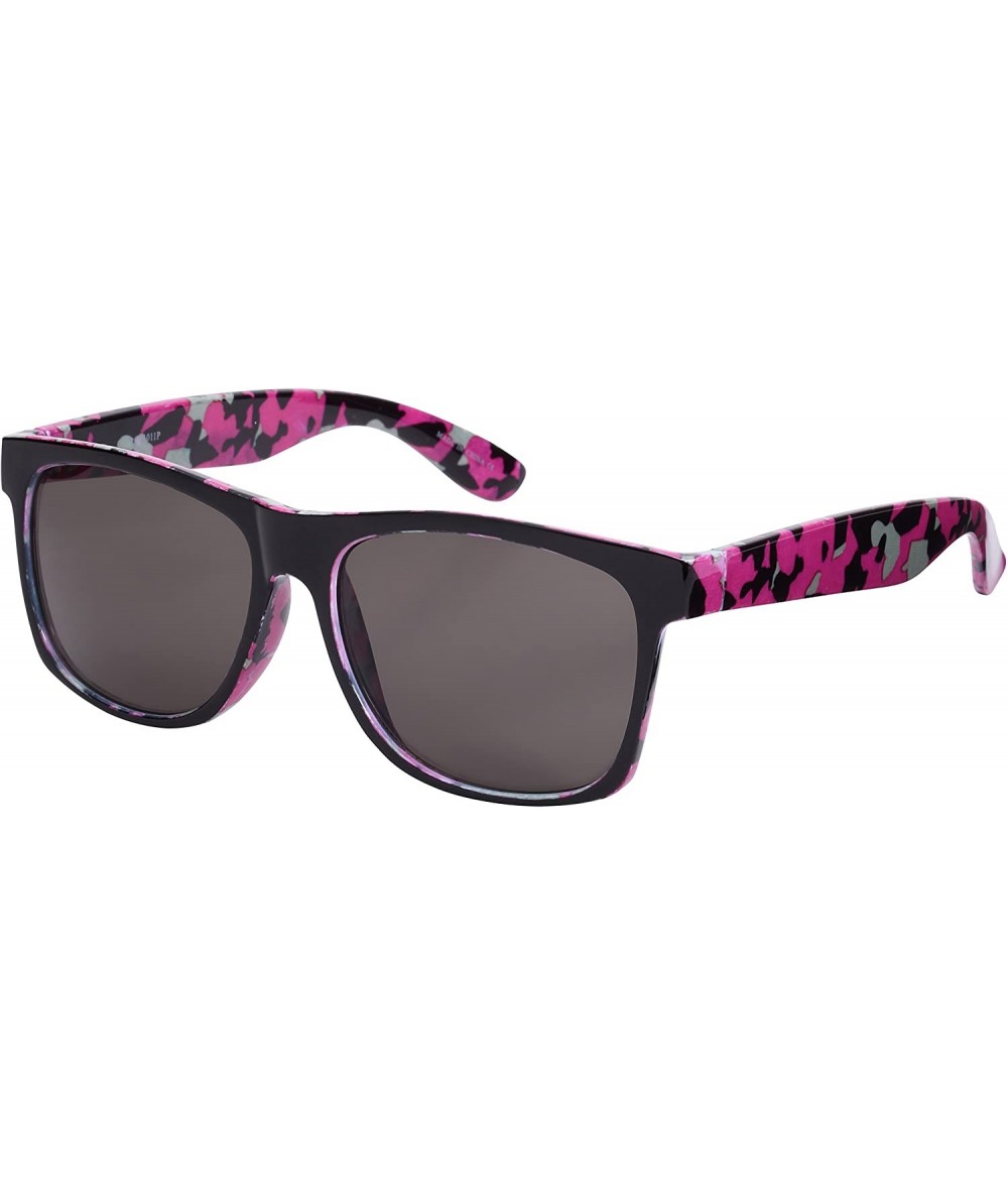 Wayfarer Camo Horned Rim Sunglasses with Super Dark Lens 541011CAMO-SD - Pink/Black Camo - CK12BZM2U0B $18.05