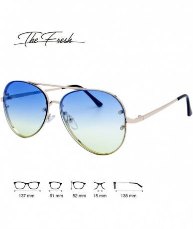 Aviator Oversize Rimless Ocean Color Lens Aviator Sunglasses Gift Box - 4-gold - C71890N4I2D $19.91