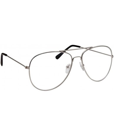 Aviator Clear Lens Aviator Eyeglasses - A1 Silver Large - CW12MAZTWPG $18.40