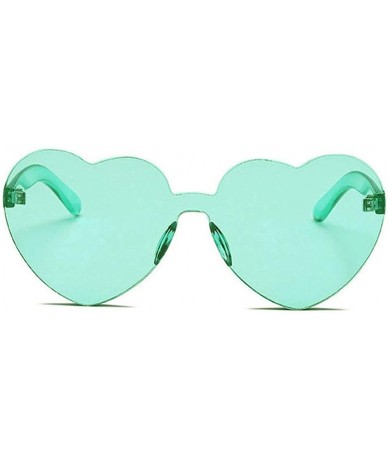 Rimless Heart Shaped Rimless Sunglasses One Pieces Transparent Candy Color Frameless Glasses Love Eyewear - Light Green - CD1...