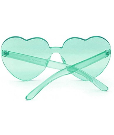 Rimless Heart Shaped Rimless Sunglasses One Pieces Transparent Candy Color Frameless Glasses Love Eyewear - Light Green - CD1...