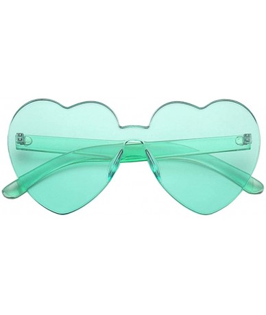 Rimless Heart Shaped Rimless Sunglasses One Pieces Transparent Candy Color Frameless Glasses Love Eyewear - Light Green - CD1...