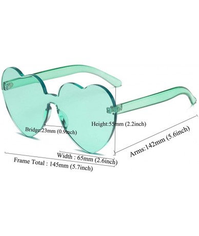 Rimless Heart Shaped Rimless Sunglasses One Pieces Transparent Candy Color Frameless Glasses Love Eyewear - Light Green - CD1...