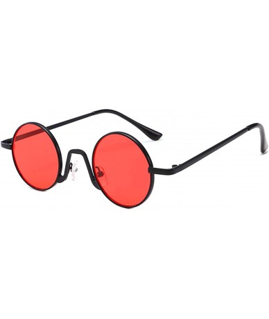 Round Fashion Round Metal Frame Glasses Steampunk Sunglasses1562 - Black-red - C418M4MCG5N $21.43