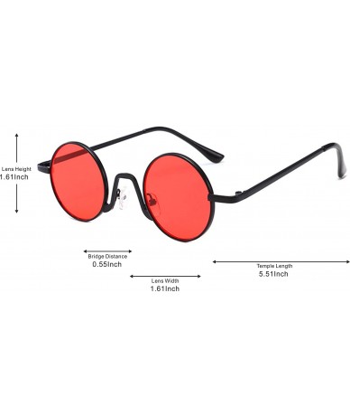 Round Fashion Round Metal Frame Glasses Steampunk Sunglasses1562 - Black-red - C418M4MCG5N $21.43