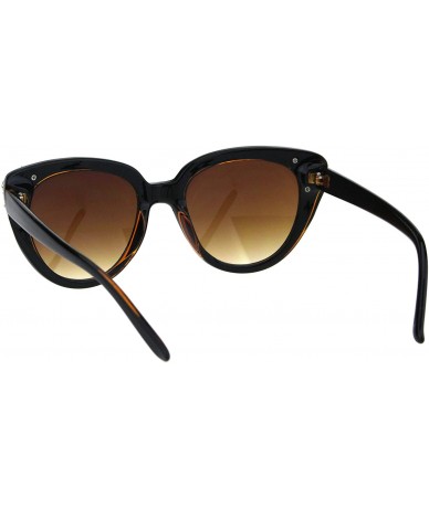 Oversized Womens Large Rhinestone Trim Sparkling Plastic Cat Eye Sunglasses - Black Brown - CR18H8IXT0C $23.07