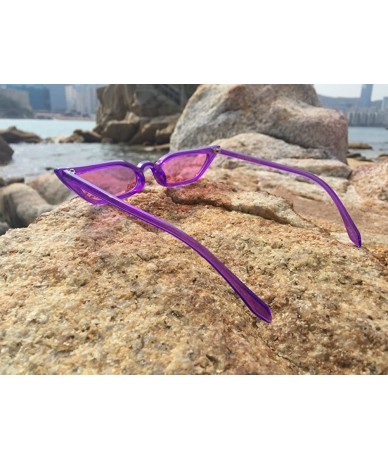 Rectangular Super Skinny Narrow Geometric Small Sunglasses for Women Men Plastic Slim Frame - Slim Cateye 52mm Purple - CD18E...