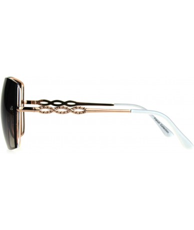 Butterfly Womens Butterfly Rimless Jewel Arm Squared Metal Sunglasses - Gold White Brown - CN1884DH09U $22.75