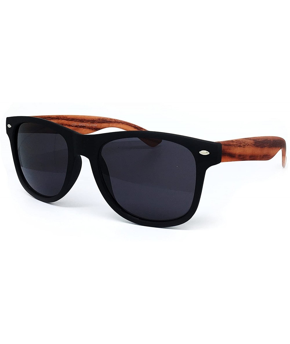 Square CH51 Faux Wood Matte Finish Soft Horn Rimmed Womens Mens Funky Sunglasses - Faux Wood - CZ182LMR0Q2 $26.17