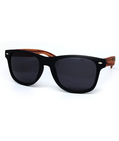 Square CH51 Faux Wood Matte Finish Soft Horn Rimmed Womens Mens Funky Sunglasses - Faux Wood - CZ182LMR0Q2 $26.17