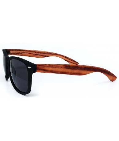 Square CH51 Faux Wood Matte Finish Soft Horn Rimmed Womens Mens Funky Sunglasses - Faux Wood - CZ182LMR0Q2 $26.17