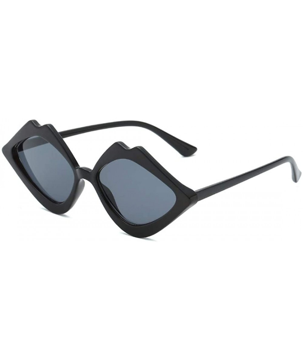 Square Fashion Lips Frame Oversized Plastic Lenses Sunglasses for Women UV400 - Gray - CA18NOAM78T $18.62