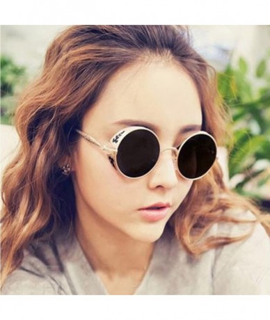 Round Trendy Round Sunglasses for Men Women - Unisex Vintage Sunglasses Outdoor Retro Sunglasses Beach Circle Glasses - CL195...