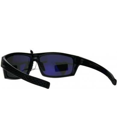 Wrap Xloop Sunglasses Mens Anti-Glare Rectangular Wrap Around Shades UV 400 - Shiny Black - C4189IH9O29 $19.37