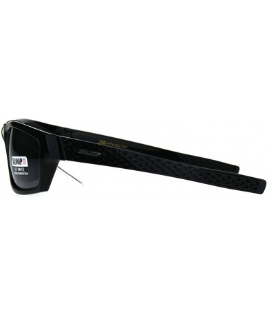 Wrap Xloop Sunglasses Mens Anti-Glare Rectangular Wrap Around Shades UV 400 - Shiny Black - C4189IH9O29 $19.37