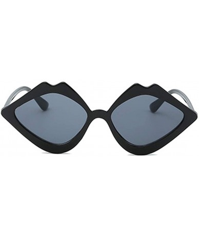 Square Fashion Lips Frame Oversized Plastic Lenses Sunglasses for Women UV400 - Gray - CA18NOAM78T $18.62