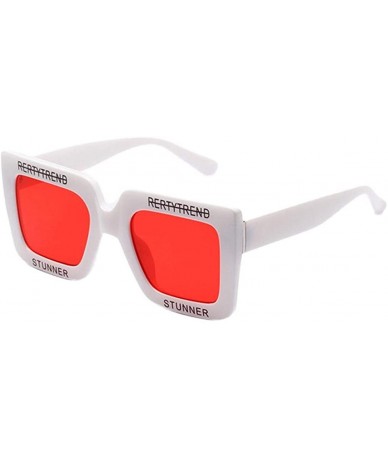 Semi-rimless Sunglasses - Women Fashion Retro Classic Clout Goggles Eyewear UV 400 - Red - C518D5RIGE8 $23.00