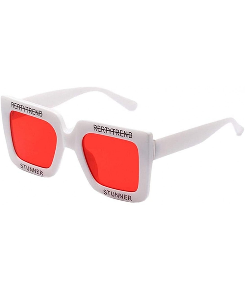 Semi-rimless Sunglasses - Women Fashion Retro Classic Clout Goggles Eyewear UV 400 - Red - C518D5RIGE8 $23.00