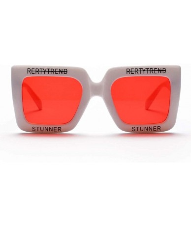 Semi-rimless Sunglasses - Women Fashion Retro Classic Clout Goggles Eyewear UV 400 - Red - C518D5RIGE8 $23.00