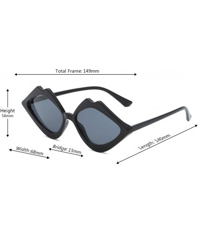 Square Fashion Lips Frame Oversized Plastic Lenses Sunglasses for Women UV400 - Gray - CA18NOAM78T $18.62