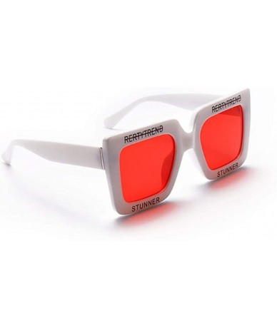 Semi-rimless Sunglasses - Women Fashion Retro Classic Clout Goggles Eyewear UV 400 - Red - C518D5RIGE8 $23.00