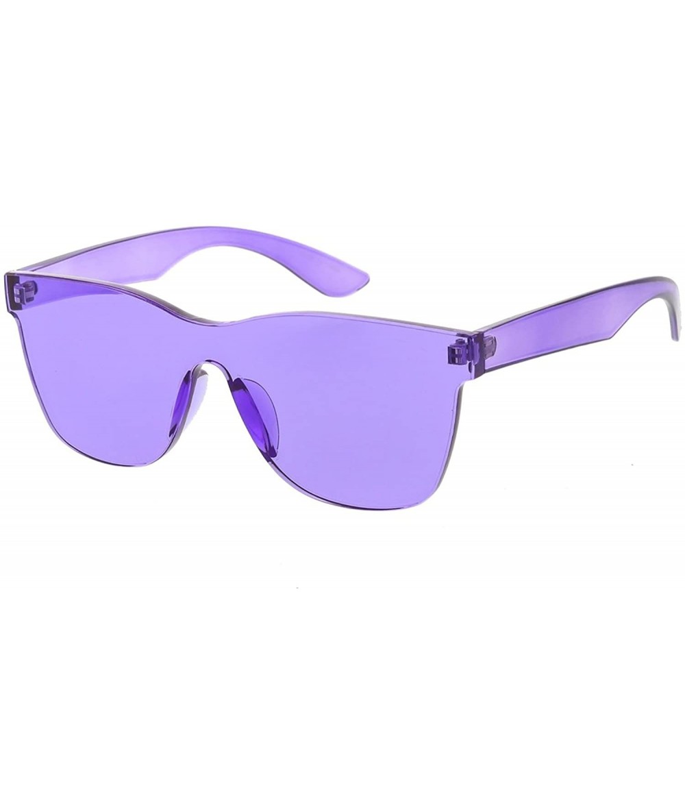 Rimless Urban Modern"Rim" Mono Block Rimless Sunglasses - Purple - CT18GY7CCEA $19.40