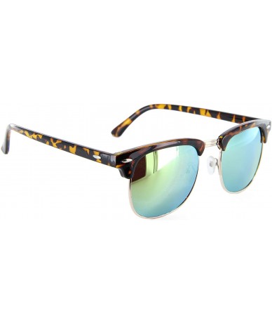 Rimless Men Women Sunglasses Tortoise Half Frame Horned Rim Yellow Mirror Lens MJ9329RV - C711GFOD8PL $19.20