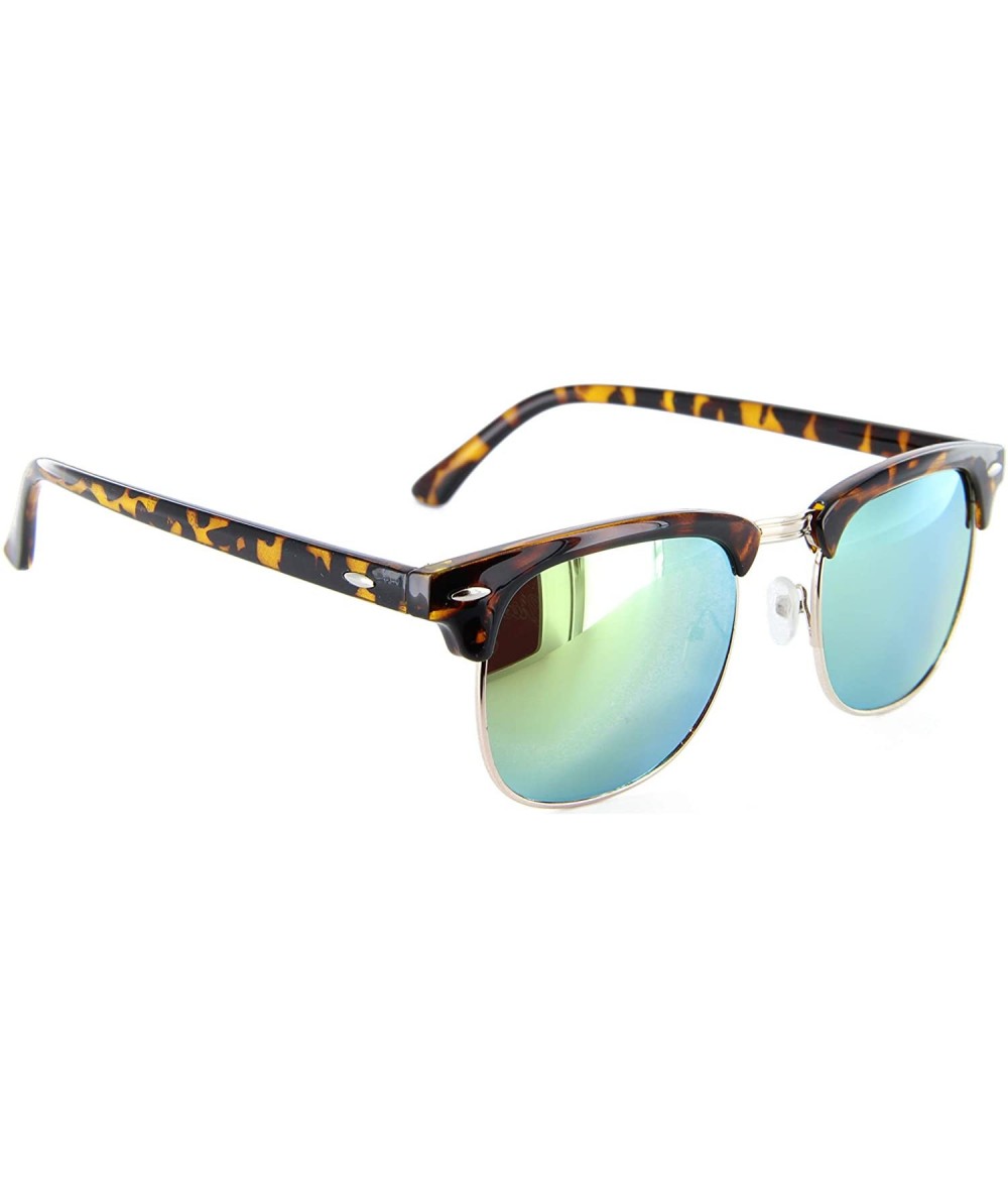 Rimless Men Women Sunglasses Tortoise Half Frame Horned Rim Yellow Mirror Lens MJ9329RV - C711GFOD8PL $19.20