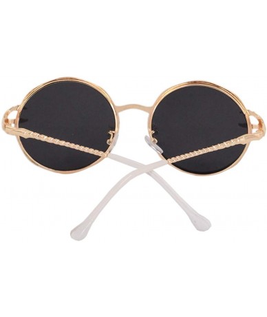 Round Oversized Rhinestone Aviator Sunglasses for Women Diamond Shades - Gold Frame/Silver Lens - CP18U5OKK6S $24.13