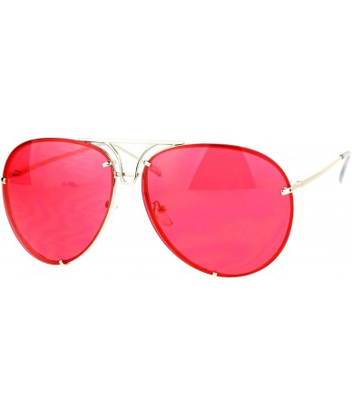 Aviator Oversized Round Aviator Sunglasses Metal Rims Behind Color Lens Spring Hinge - Gold - CF188CTCOQ9 $19.88