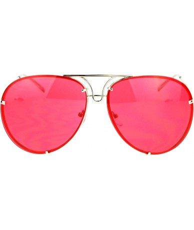 Aviator Oversized Round Aviator Sunglasses Metal Rims Behind Color Lens Spring Hinge - Gold - CF188CTCOQ9 $19.88