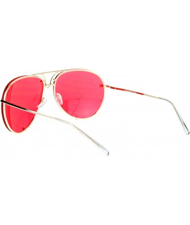 Aviator Oversized Round Aviator Sunglasses Metal Rims Behind Color Lens Spring Hinge - Gold - CF188CTCOQ9 $19.88