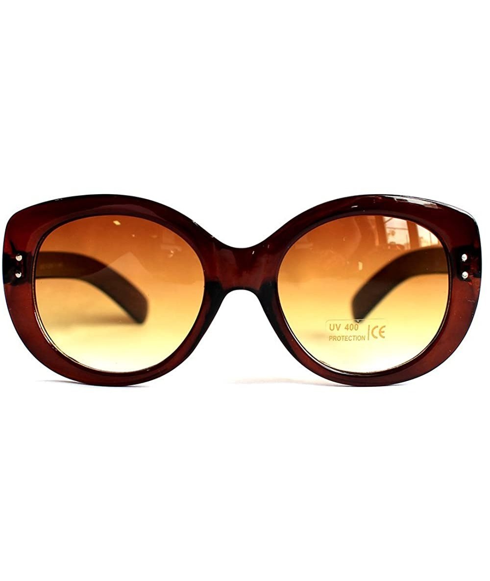 Butterfly Womens Oversized Big Lens Black Brown Shade Thick Frame Sunglasses - Leopard-b - CZ12HXDMTLV $28.94