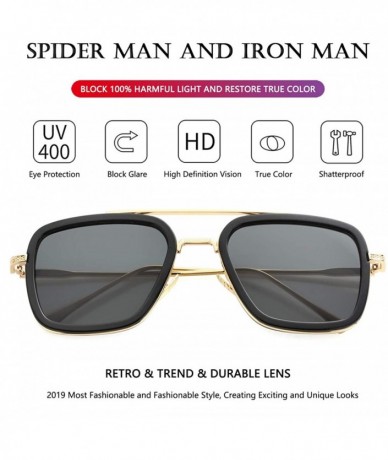 Shield Tony Stark Sunglasses Vintage Square Metal Frame Eyeglasses for Men Women - Iron Man and Spider-Man Sun Glasses - C218...