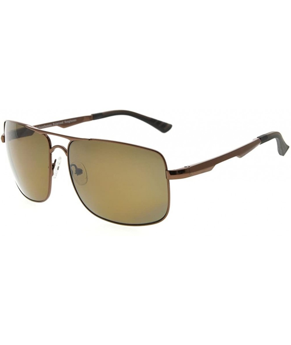 Rectangular Polycarbonate Polarized Sunglasses Men - Brown/Brown Lens - CN186L65LLL $58.39