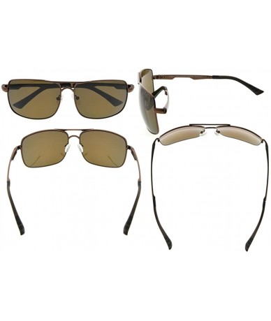 Rectangular Polycarbonate Polarized Sunglasses Men - Brown/Brown Lens - CN186L65LLL $58.39