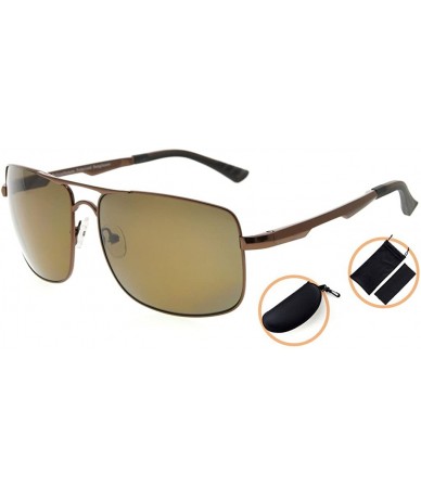 Rectangular Polycarbonate Polarized Sunglasses Men - Brown/Brown Lens - CN186L65LLL $58.39