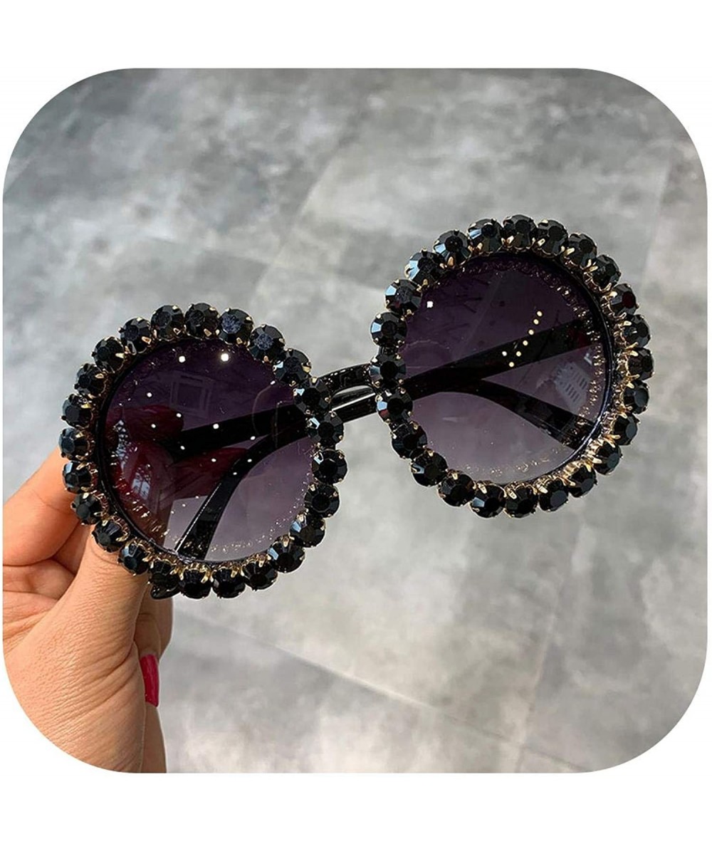 Round Fashion Luxury Round Sunglasses Women Vintage Oversized Rhinestone Sun Glasses Men Eyewear Oculos De Sol UV400 - CX197Y...