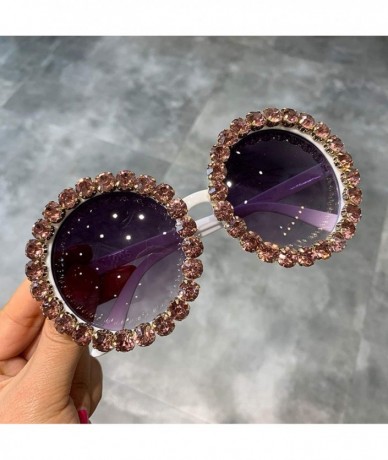 Round Fashion Luxury Round Sunglasses Women Vintage Oversized Rhinestone Sun Glasses Men Eyewear Oculos De Sol UV400 - CX197Y...