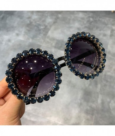 Round Fashion Luxury Round Sunglasses Women Vintage Oversized Rhinestone Sun Glasses Men Eyewear Oculos De Sol UV400 - CX197Y...