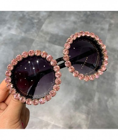 Round Fashion Luxury Round Sunglasses Women Vintage Oversized Rhinestone Sun Glasses Men Eyewear Oculos De Sol UV400 - CX197Y...