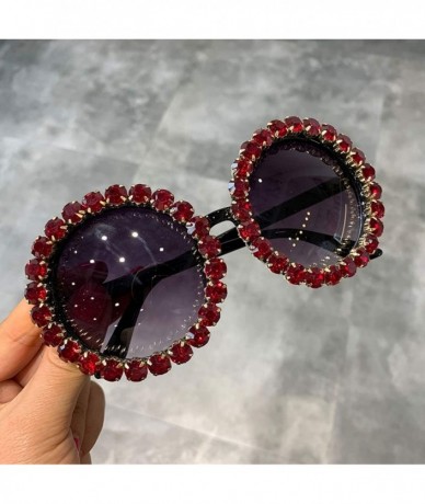 Round Fashion Luxury Round Sunglasses Women Vintage Oversized Rhinestone Sun Glasses Men Eyewear Oculos De Sol UV400 - CX197Y...