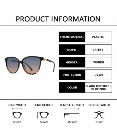 Cat Eye Womens Cat Eye Sunglasses with Flat Lens and Rhinestones UV Protection - Black Tortoise + Blue Pink - C2195EKHAIT $25.86