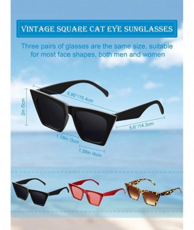 Cat Eye 3 Pairs Vintage Square Cat Eye Sunglasses Unisex Small Trendy Cateye Sunglasses - CD19700M0MU $20.54