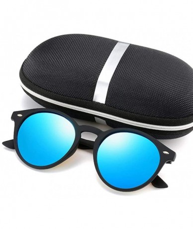 Round 2019 Round Polarized Sunglasses Men Retro Rectangle Classic Vintage SandBlue - Sandsilver - CY18YZXMRH6 $18.87