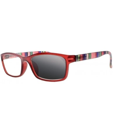 Rectangular Transition Photochromic Colorful Colorful Stripe Arms Gray Lens Reading Glasses Sunglasses - Red - CY18CXH4347 $3...