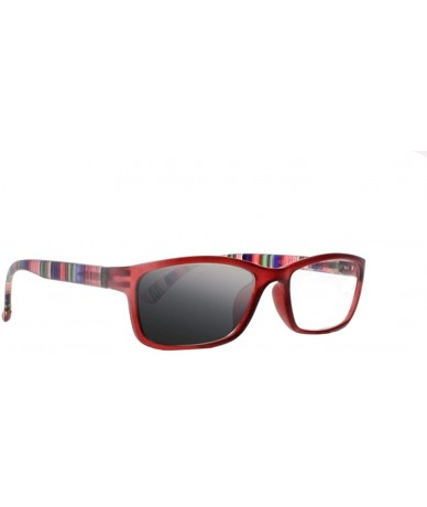 Rectangular Transition Photochromic Colorful Colorful Stripe Arms Gray Lens Reading Glasses Sunglasses - Red - CY18CXH4347 $3...